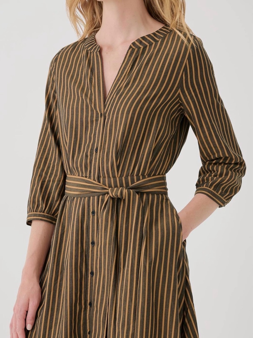 Pact Organic Cotton Women's Lightweight Sun Dress | Camel Bondi Stripe - Picture 3 of 7
